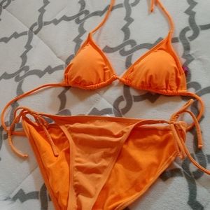 Neon orange Bikini top and bottom